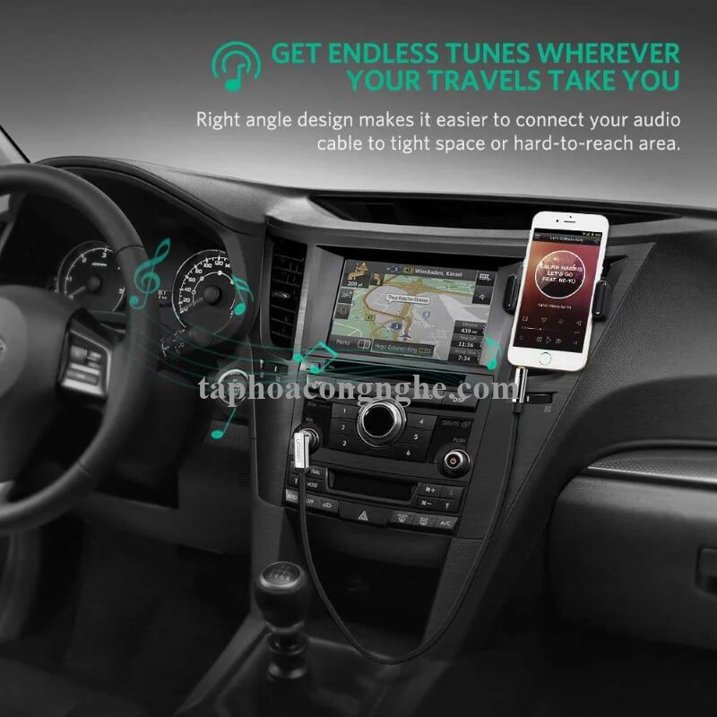 Ugreen 10728 3M màu Đen Cáp âm thanh 2 đầu 3.5mm dương đầu vuông góc mạ vàng AV119 30010728